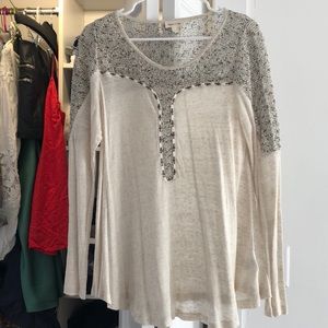 Free people studded light long sleeve shirt